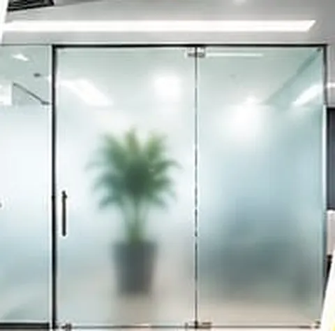 Frosted decorative film on office glass doors